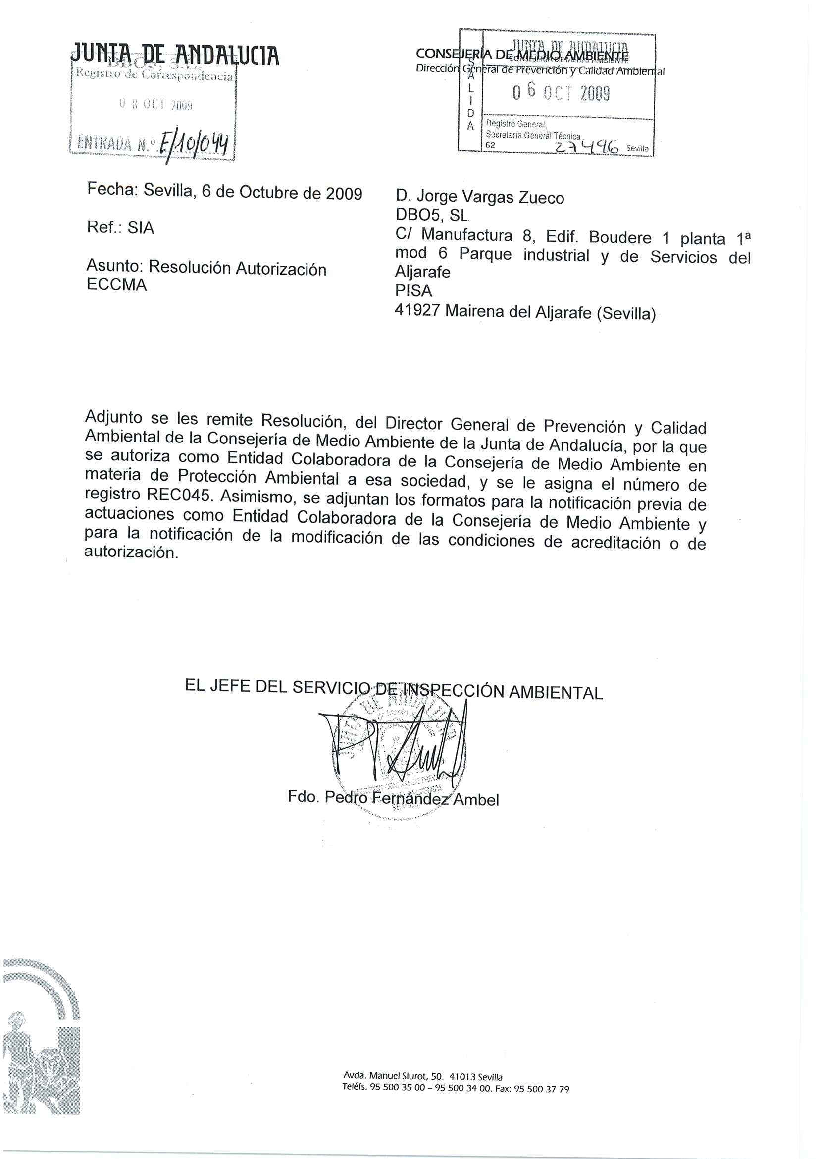 ENTIDAD COLABORADORA DE LA CONSEJERIA DE MEDIO AMBIENTE (ECCMA)