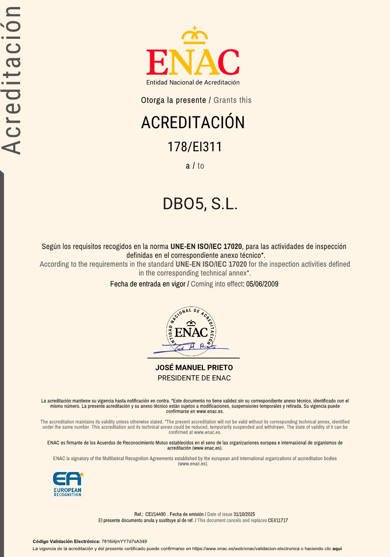 CERTIFICADO ACREDITACION COMO ENTIDAD DE INSPECCION SEGUN UNE-EN ISO/IEC 17020